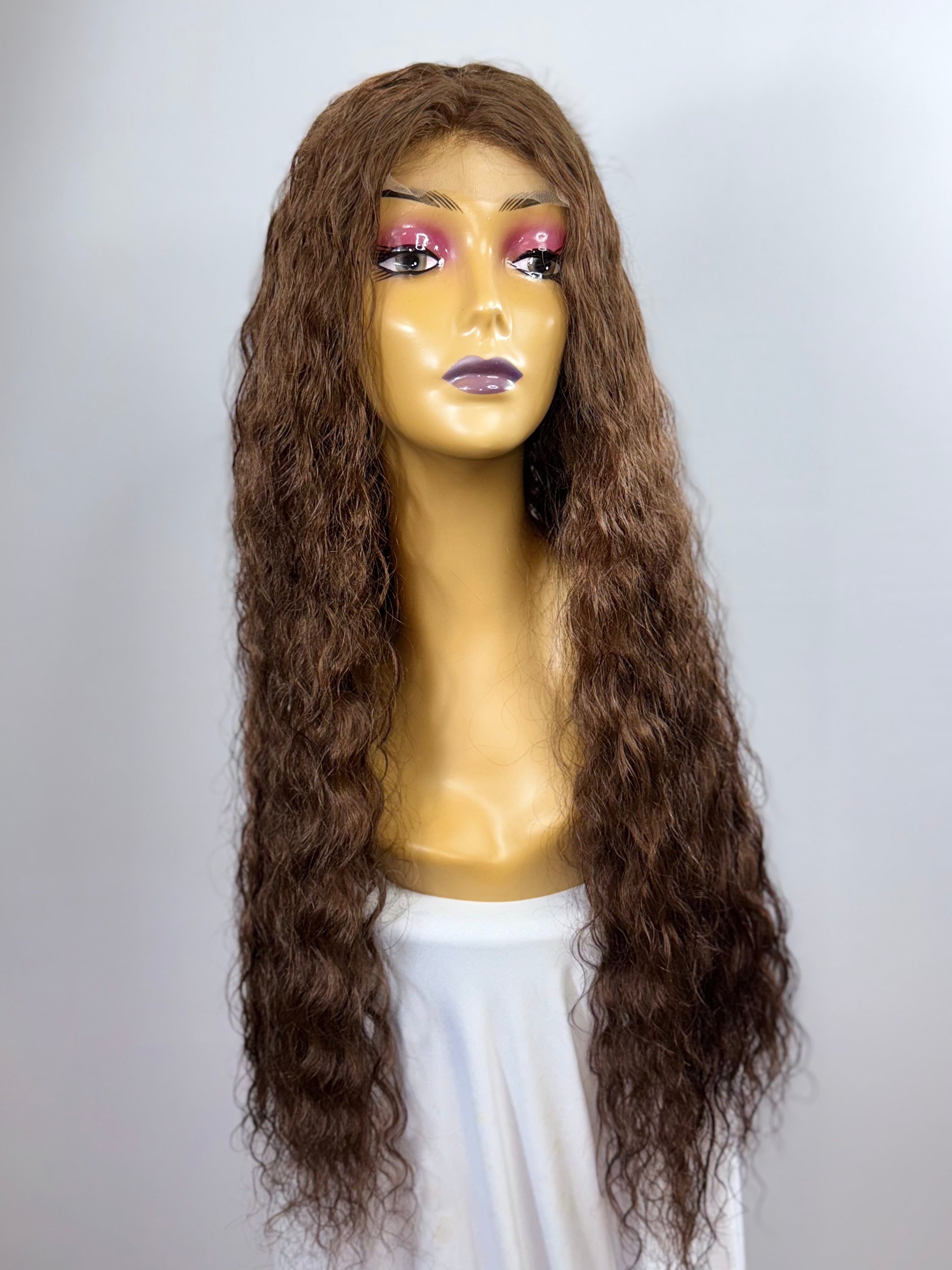 Color #4 Water Wave Raw Wig – 4x4 Closure (Unprocessed Hair)
